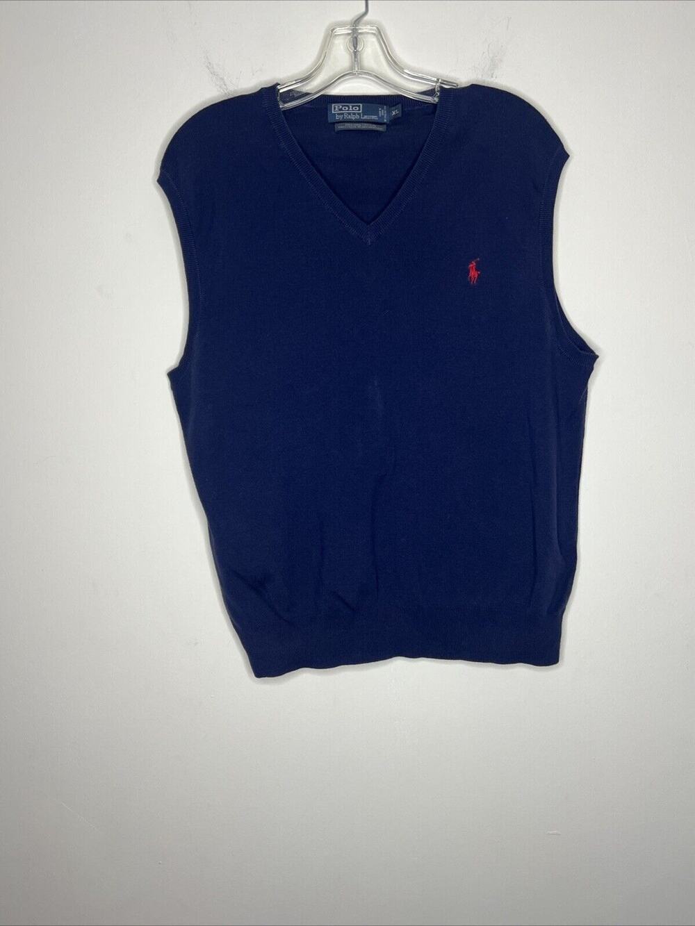 Vintage Polo Ralph Lauren Men’s Sweater Vest XL Blue Knitted 100% Pima Golf Prep